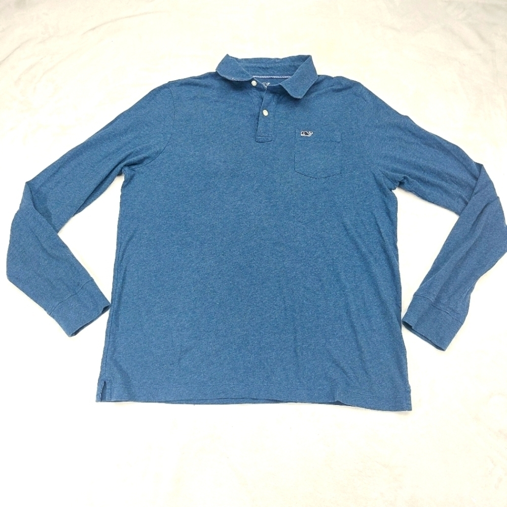VINEYARD VINES YOUTH BOYS BLUE LONG SLEEVE 100% PIMA COTTON POCKET POLO SZ XL
